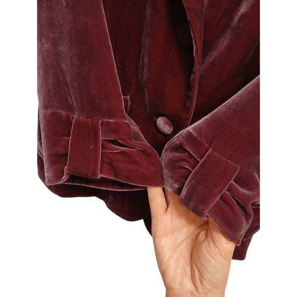 Spencer Jeremy Silk Velvet Blazer Sz M Burgundy Whimsi Holiday Party Elegant Vtg - Picture 4 of 15